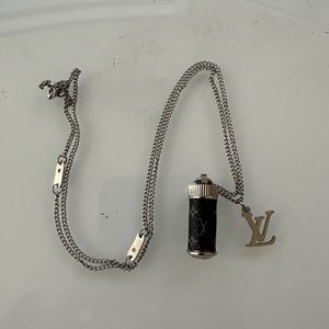 Louis Vuitton Monogram Eclipse Collier Charm Necklace M63641 Silver Metal PVC